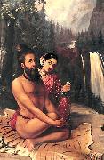 Raja Ravi Varma Vishwamitra and Menaka oil painting